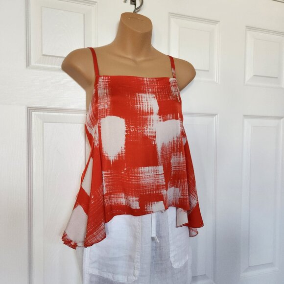 MARISSA WEBB SILK TOP RED AND GRAY ABSTRACT PATTERN SIZE XS - Picture 7 of 13